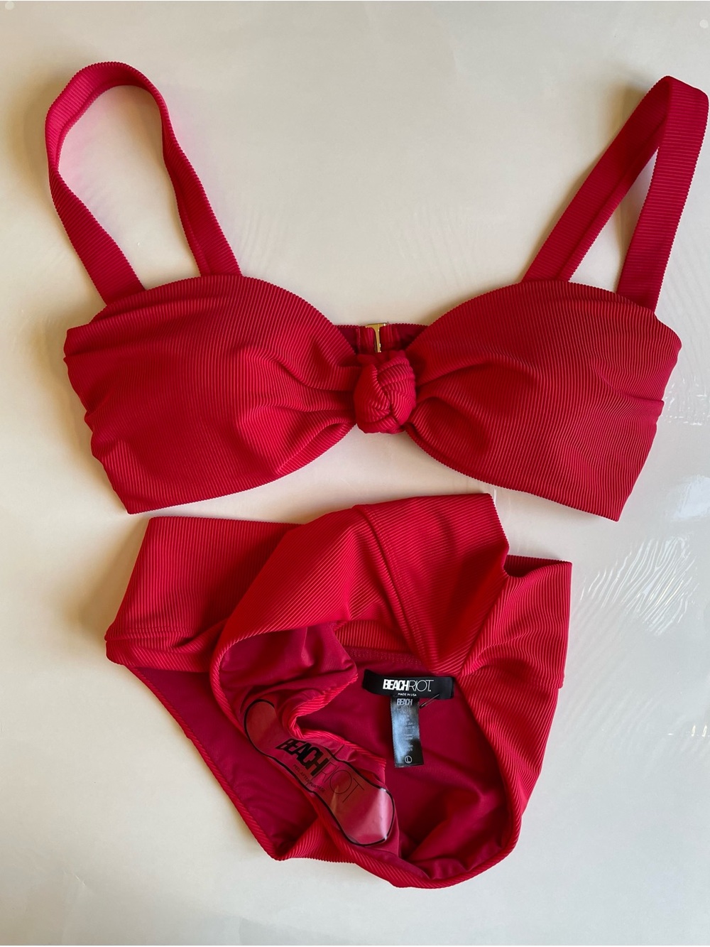 Beach Riot Set: Sophia Ribbed Bikini Top& Highway Ribbed Bikini Bottom; Large - Picture 13 of 15